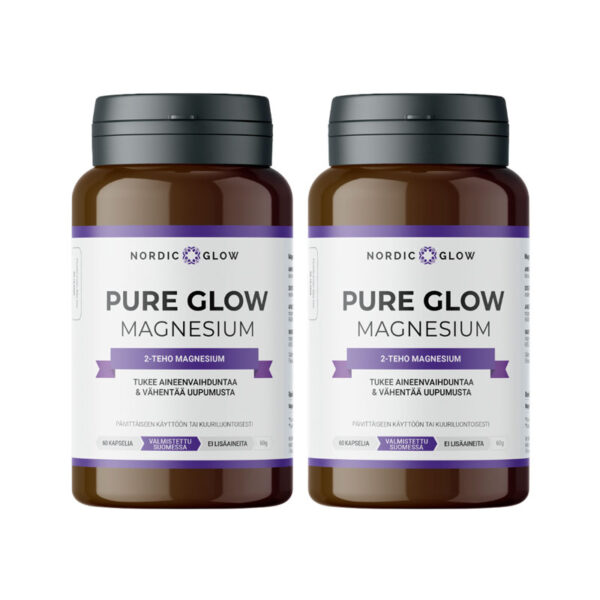 Kaksi Pure Glow Magnesium -purkkia
